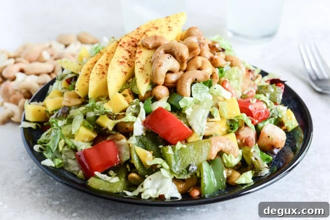 Cashew Chicken Chopped Salad with Chili Dusted Mango I howsweeteats.com