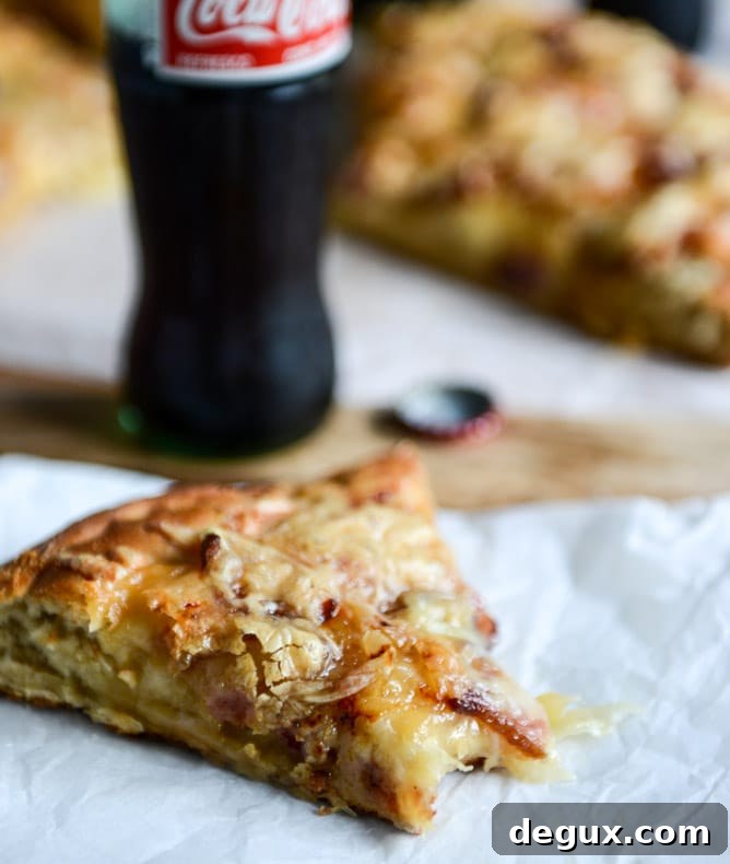 Finished caramelized onion, gruyere and pepper bacon whole wheat pizza