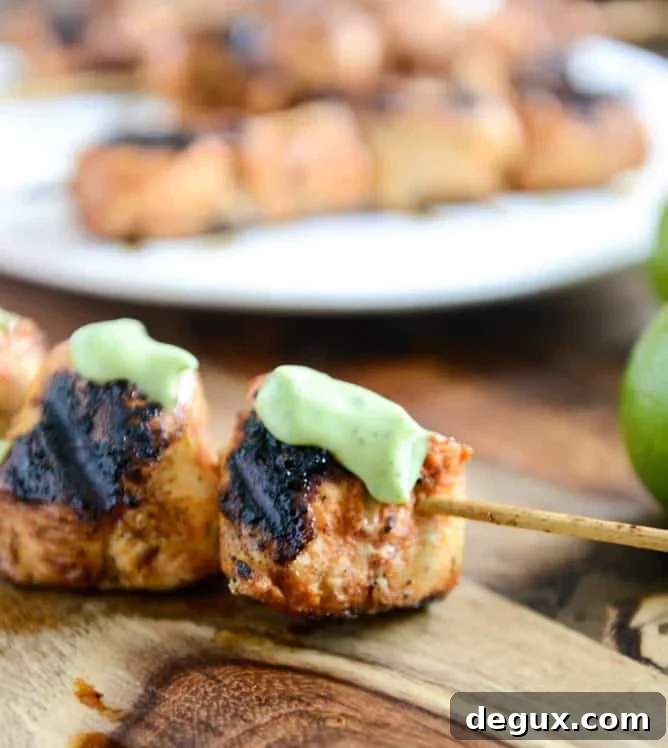 Chipotle Lime Grilled Chicken Skewers with Avocado Ranch I howsweeteats.com Chipotle Lime Grilled Chicken Skewers with Avocado Ranch I howsweeteats.com