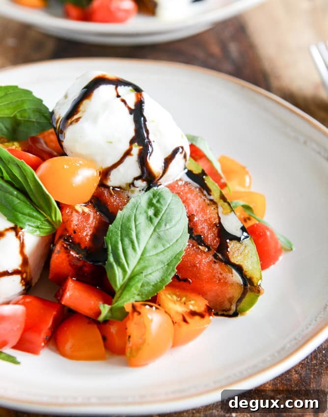 Honey Grilled Watermelon Caprese Salads I howsweeteats.com