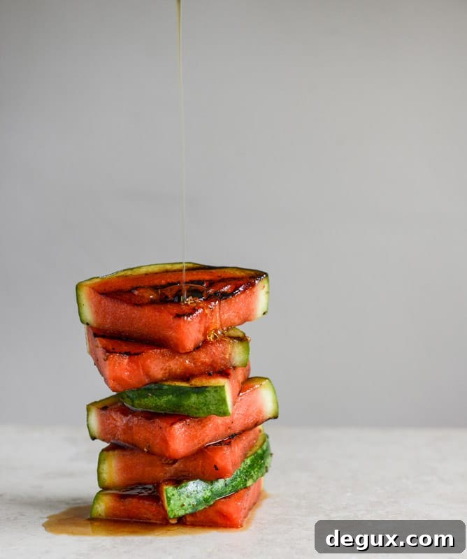 Honey Grilled Watermelon Caprese Salads I howsweeteats.com
