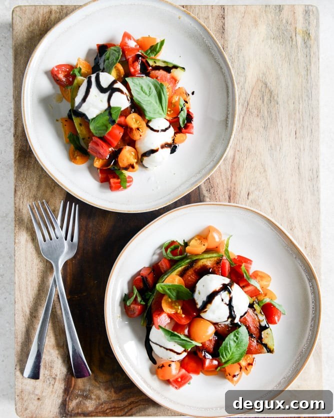 Honey Grilled Watermelon Caprese Salads I howsweeteats.com
