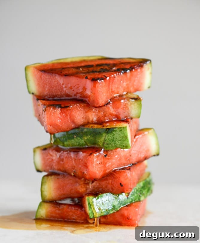 Honey Grilled Watermelon Caprese Salads I howsweeteats.com