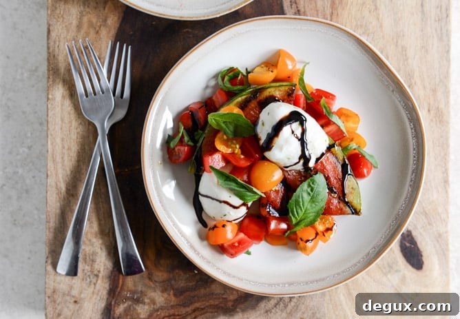 Honey Grilled Watermelon Caprese Salads I howsweeteats.com