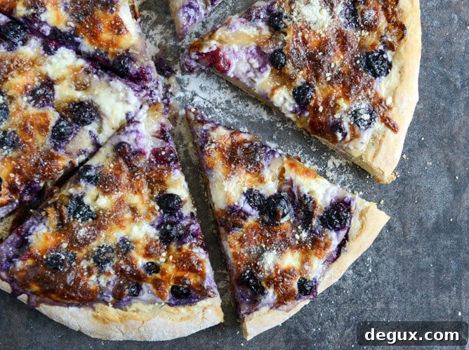 Blueberry Pizza with Whipped Ricotta + Caramelized Shallots I howsweeteats.com