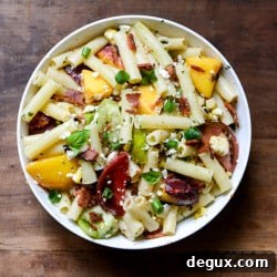 Smoky Heirloom Tomato & Grilled Peach Pasta Salad with Basil Vinaigrette 2 img 33804 5