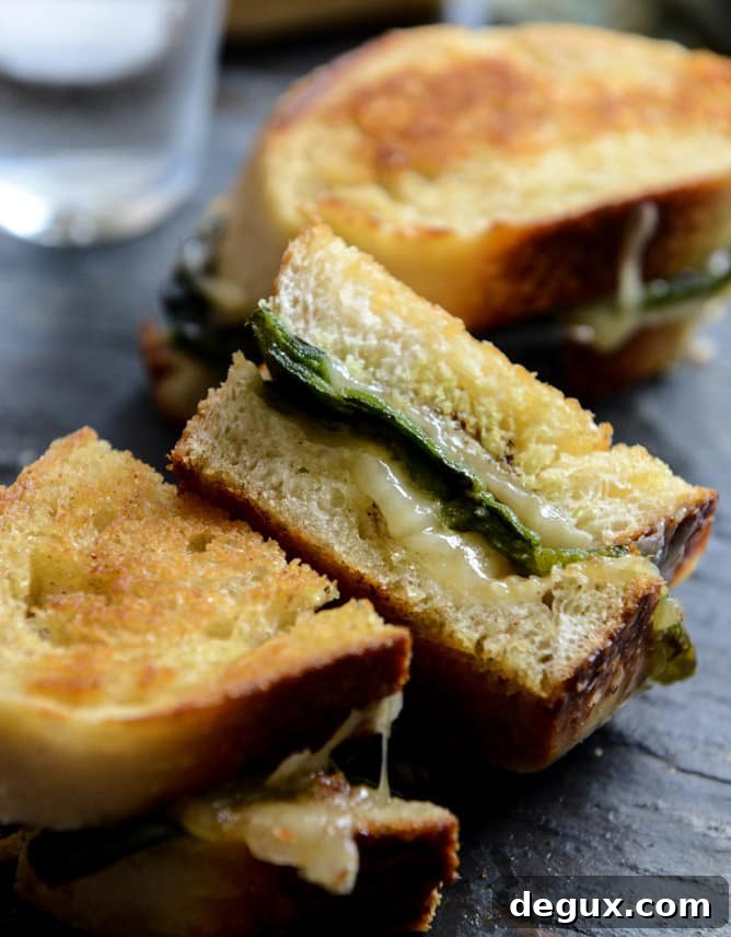 Sourdough Grilled Cheese with Roasted Poblanos, Smoked Cheddar and Curried Brown Butter I howsweeteats.com Sourdough Grilled Cheese with Roasted Poblanos, Smoked Cheddar and Curried Brown Butter I howsweeteats.com