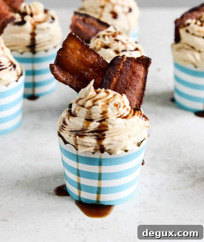 Bacon Banana Cupcakes with Peanut Butter Frosting + a Bourbon Drizzle I howsweeteats.com