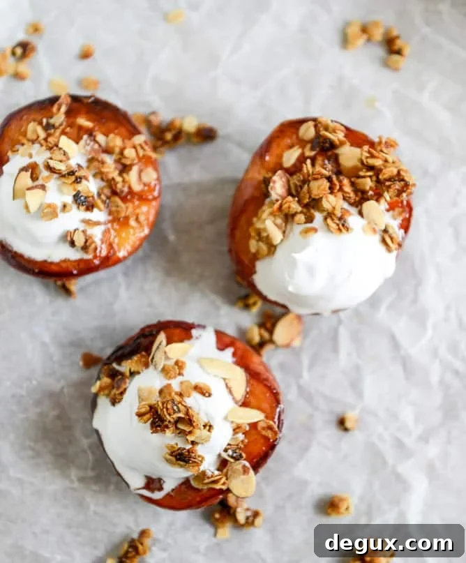 Caramelized Peaches + Cream with a Toasted Crumble I howsweeteats.com