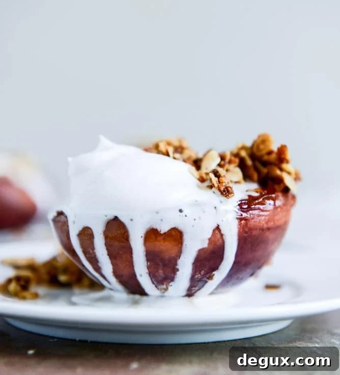Caramelized Peaches + Cream with a Toasted Crumble I howsweeteats.com
