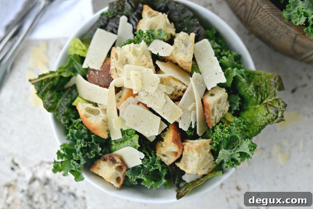 Kale Caesar Salad + a Light Caesar Vinaigrette l SimplyScratch.com 