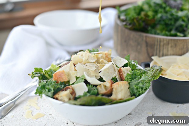 Kale Caesar Salad + a Light Caesar Vinaigrette l SimplyScratch.com 