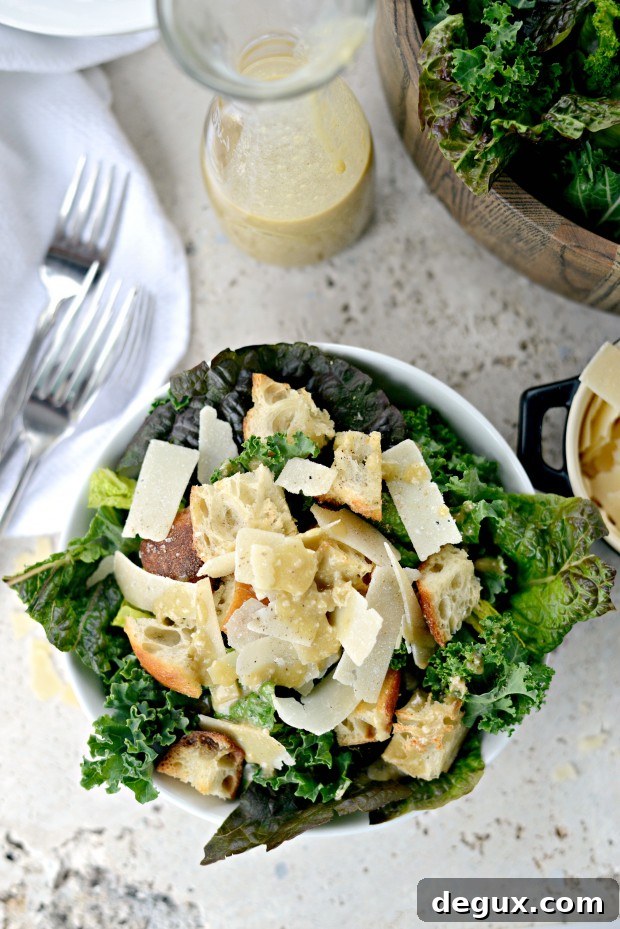 Kale Caesar Salad + a Light Caesar Vinaigrette l SimplyScratch.com 