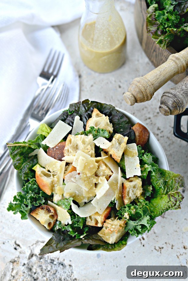 Kale Caesar Salad + a Light Caesar Vinaigrette l SimplyScratch.com
