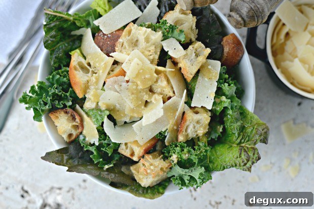 Kale Caesar Salad + a Light Caesar Vinaigrette l SimplyScratch.com