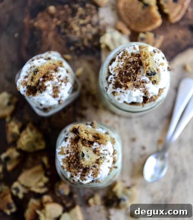 Easy Chocolate Chip Cookie Cheesecake Parfaits I howsweeteats.com Easy Chocolate Chip Cookie Cheesecake Parfaits I howsweeteats.com