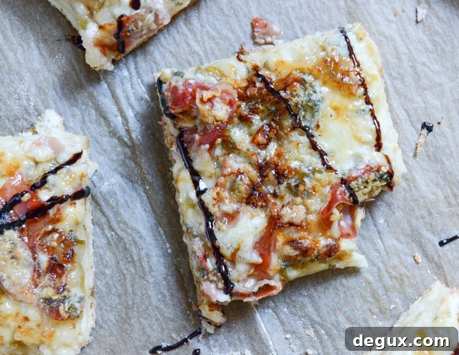 Caramelized Pear, Crispy Prosciutto + Blue Cheese Pizza I howsweeteats.com