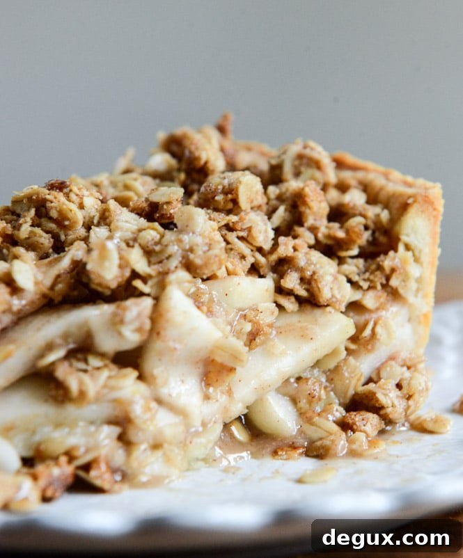 Cider Bourbon Apple Pie with Oatmeal Cookie Crumble