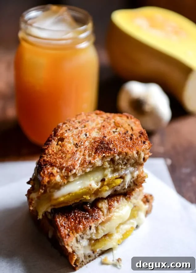 Caramelized Butternut Squash, Roasted Garlic + Coconut Butter Grilled Cheese I howsweeteats.com