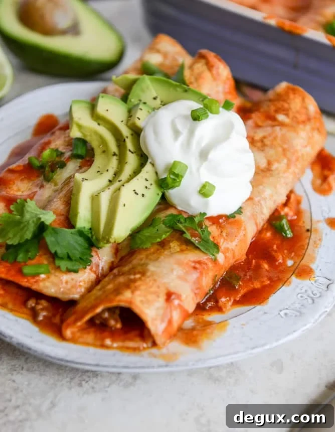 Lightened Up Beef Enchiladas with 10 Minute Enchilada Sauce