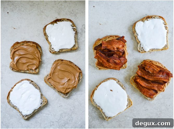 Toasted Bacon Fluffernutters I howsweeteats.com Toasted Bacon Fluffernutters I howsweeteats.com