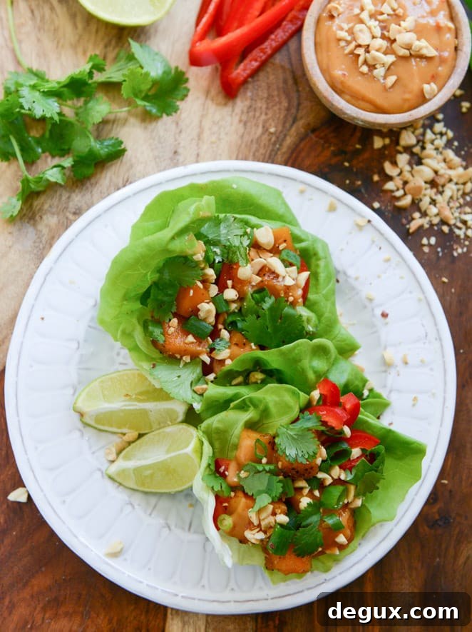 Chili Caramelized Thai Butternut Squash Lettuce Wraps I howsweeteats.com