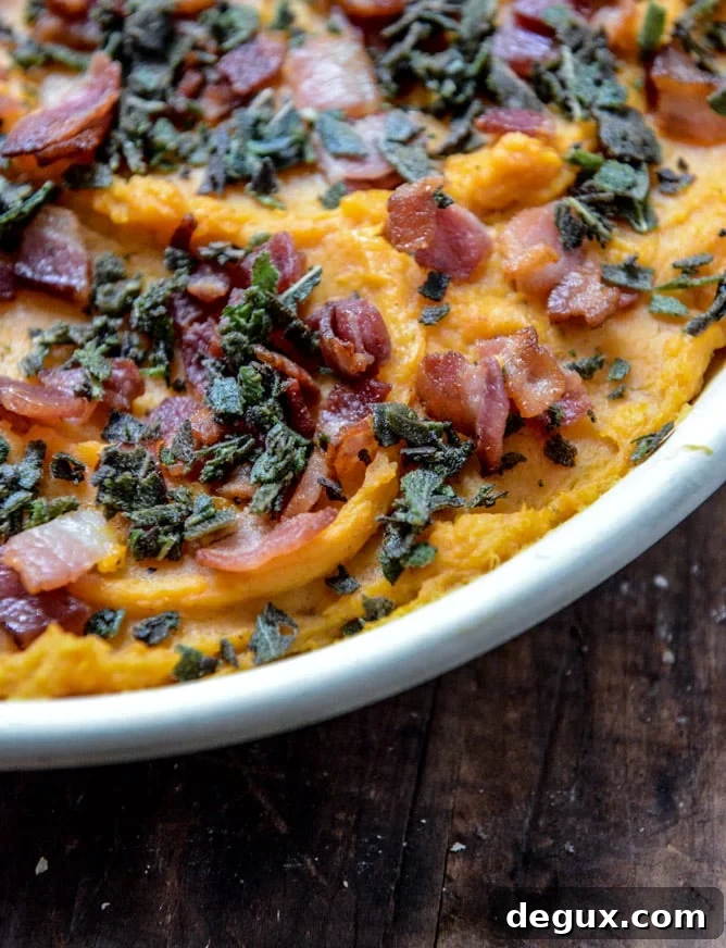 bacon bourbon whipped sweet potatoes with brown butter and crispy sage I howsweeteats.com bacon bourbon whipped sweet potatoes with brown butter and crispy sage I howsweeteats.com