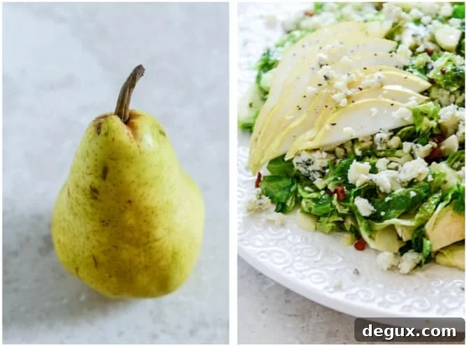 maple bacon brussels, pear and blue cheese salad I howsweeteats.com
