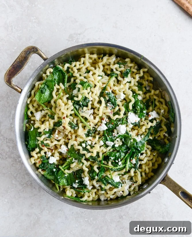 30 Minute Caramelized Shallot, Spinach and Goat Cheese Garlic Butter Pasta