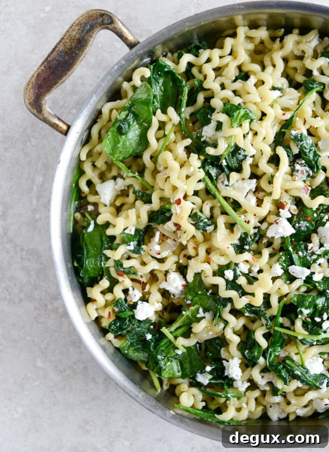 30 Minute Caramelized Shallot, Spinach and Goat Cheese Garlic Butter Pasta