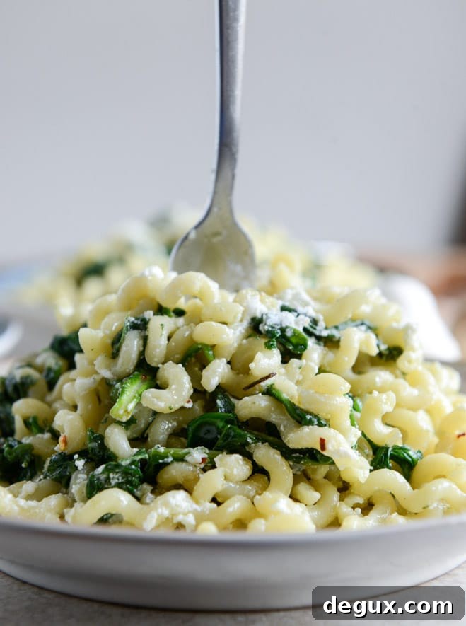 30 Minute Caramelized Shallot, Spinach and Goat Cheese Garlic Butter Pasta