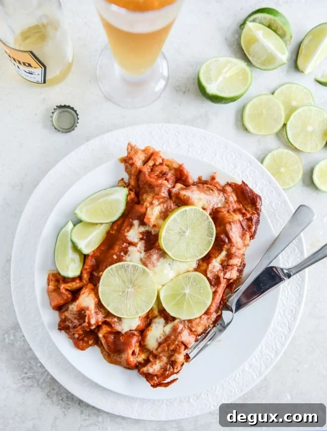 Spicy Beer Braised Lime Chicken Enchiladas I howsweeteats.com