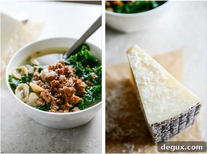 Spicy Sausage, Kale and Whole Wheat Orecchiette Soup I howsweeteats.com