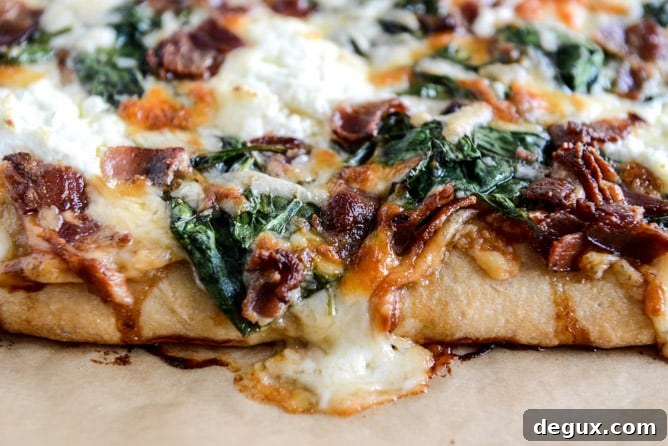 White Pizza with Spinach and Bacon I howsweeteats.com