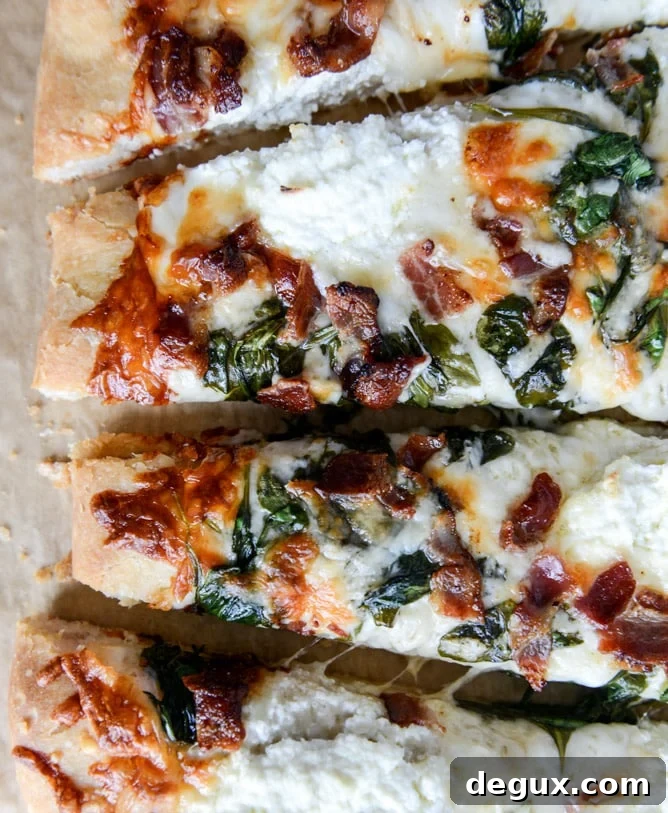 White Pizza with Spinach and Bacon I howsweeteats.com