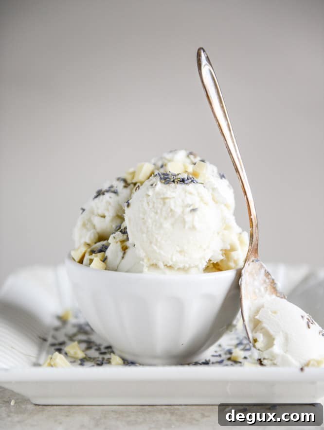 white chocolate lavender ice cream I howsweeteats.com