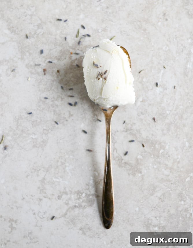 white chocolate lavender ice cream I howsweeteats.com