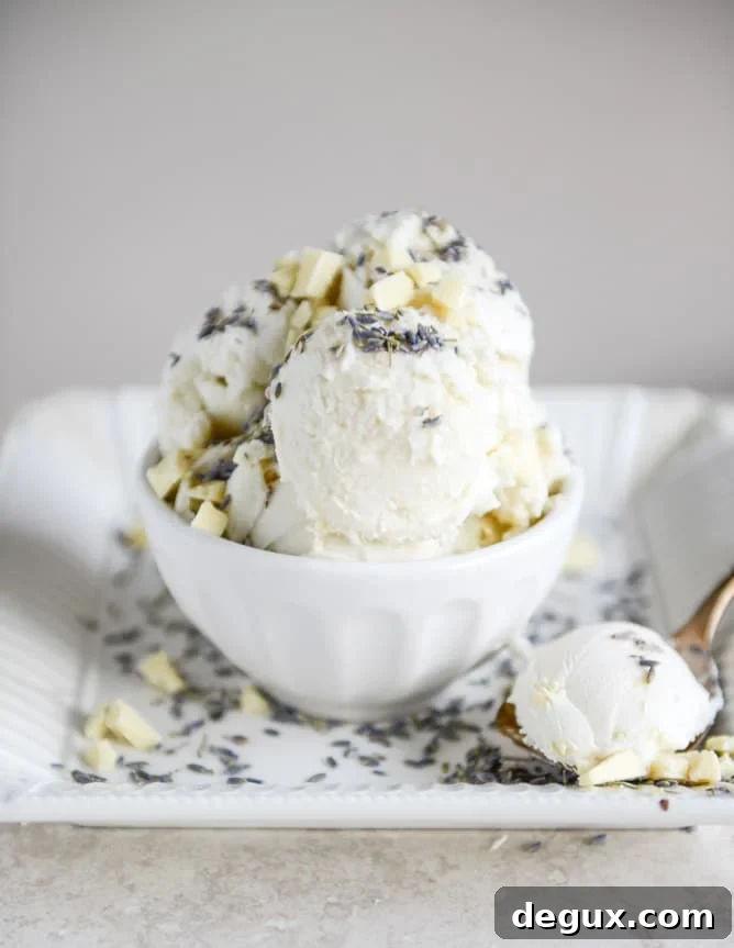 white chocolate lavender ice cream I howsweeteats.com