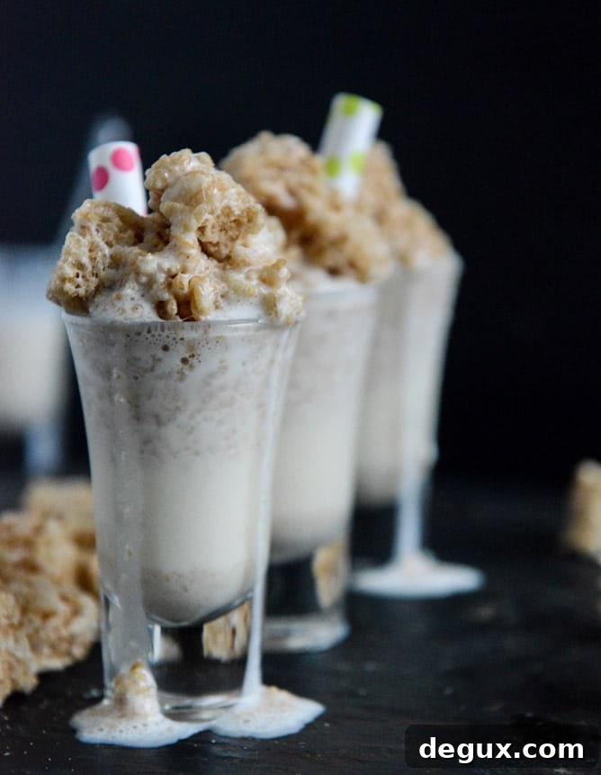 Spiked Rice Krispie Treat Shake Shooters I howsweeteats.com
