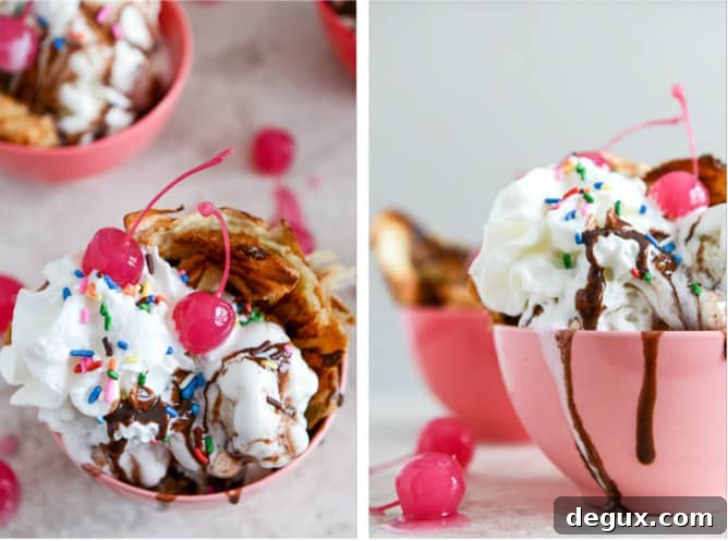 Crispy Croissant Sundaes with Red Wine Hot Fudge