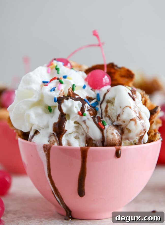 Crispy Croissant Sundaes with Red Wine Hot Fudge