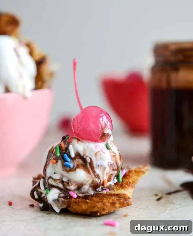 Crispy Croissant Sundaes with Red Wine Hot Fudge