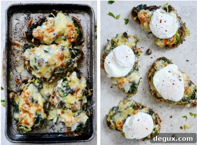 Broiled Fontina Toasts with Roasted Garlic and Poached Eggs Broiled Fontina Toasts with Roasted Garlic and Poached Eggs