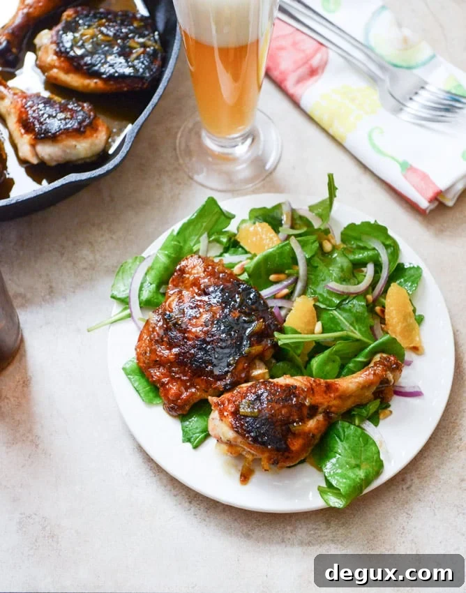 Beer Glazed Citrus Chicken with Orange Arugula Greens I howsweeteats.com Beer Glazed Citrus Chicken with Orange Arugula Greens I howsweeteats.com