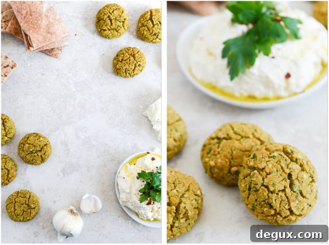 Baked Falafel with Spicy Feta Dip I howsweeteats.com