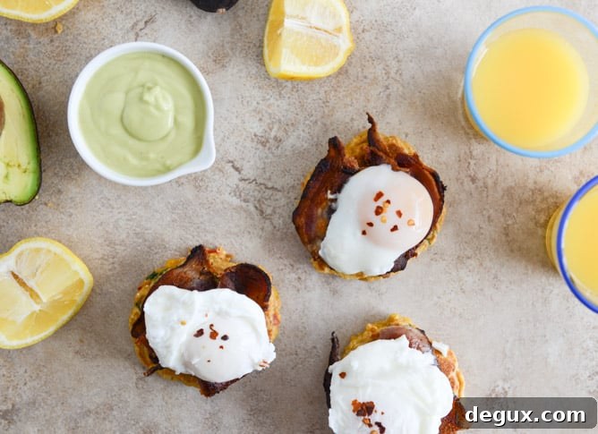 Sweet Corn Cake Eggs Benedict with Avocado Hollandaise I howsweeteats.com
