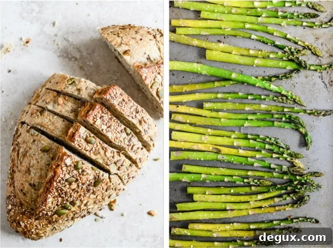 Roasted Sesame Asparagus Toasts with Poached Eggs I howsweeteats.com