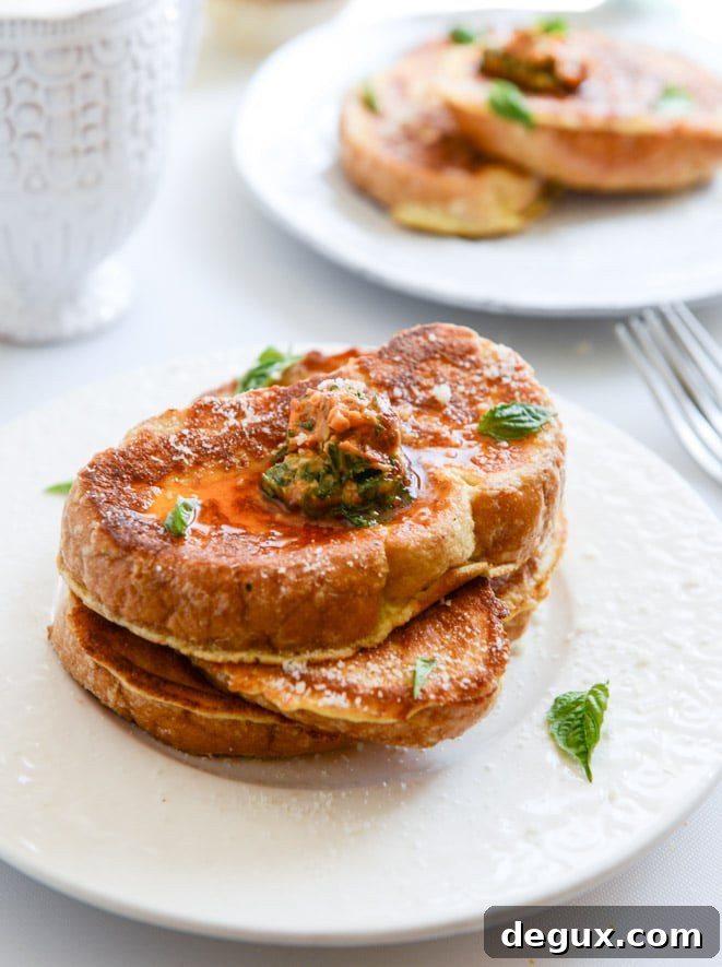 Romano-Crusted Savory French Toast with Cherry Tomato Basil Butter 2 Savory Romano Crusted French Toast with Cherry Tomato Basil Butter I howsweeteats.com