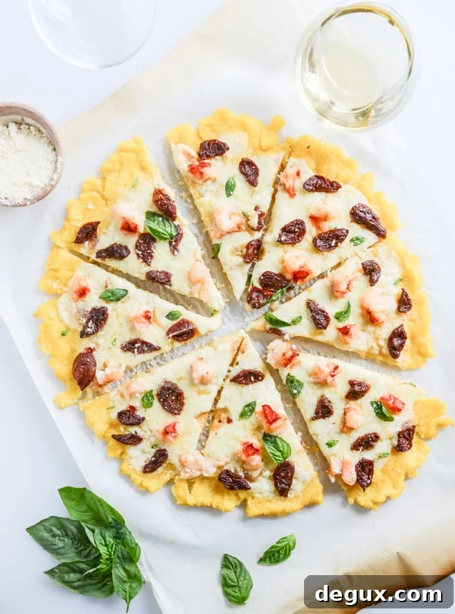 Lobster Polenta Pizza with Sun Dried Cherry Tomatoes I howsweeteats.com