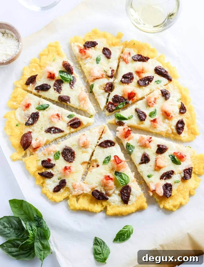 Lobster Polenta Pizza with Sun Dried Cherry Tomatoes I howsweeteats.com